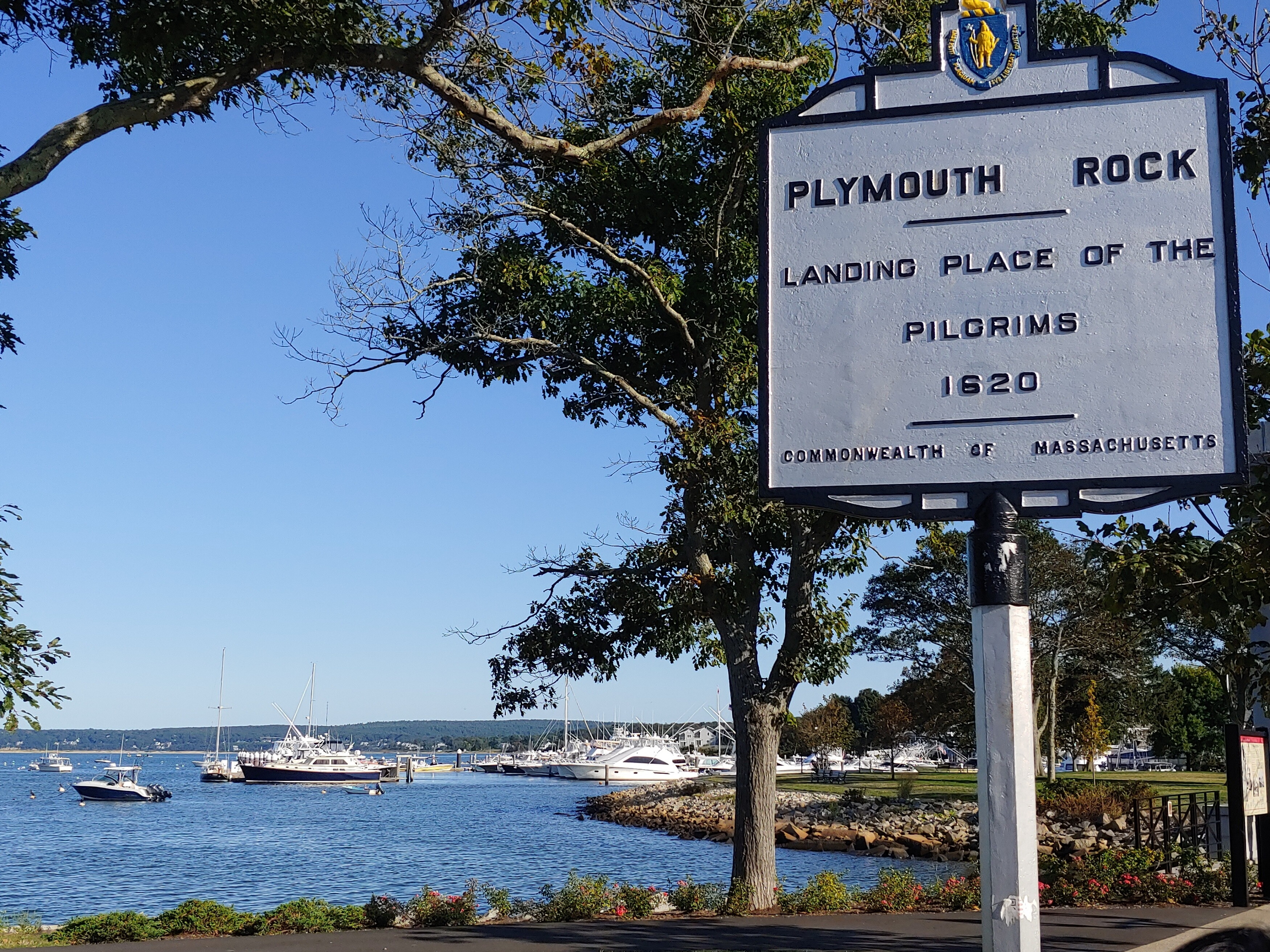 Attractions Near the John Carver Inn & Spa - Plymouth Rock Signage Near Plymouth Harbor