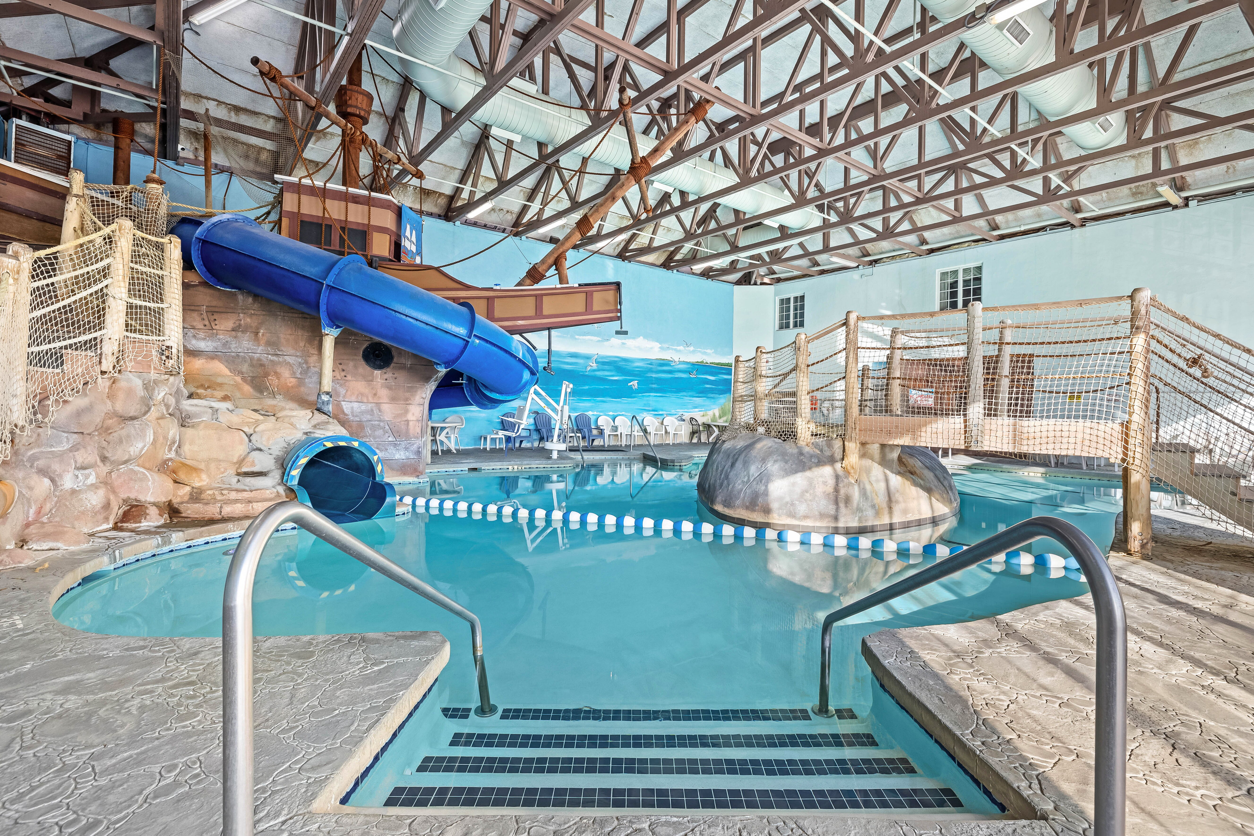 The Pilgrim Cove theme pool at the John Carver Inn and Spa in Plymouth MA