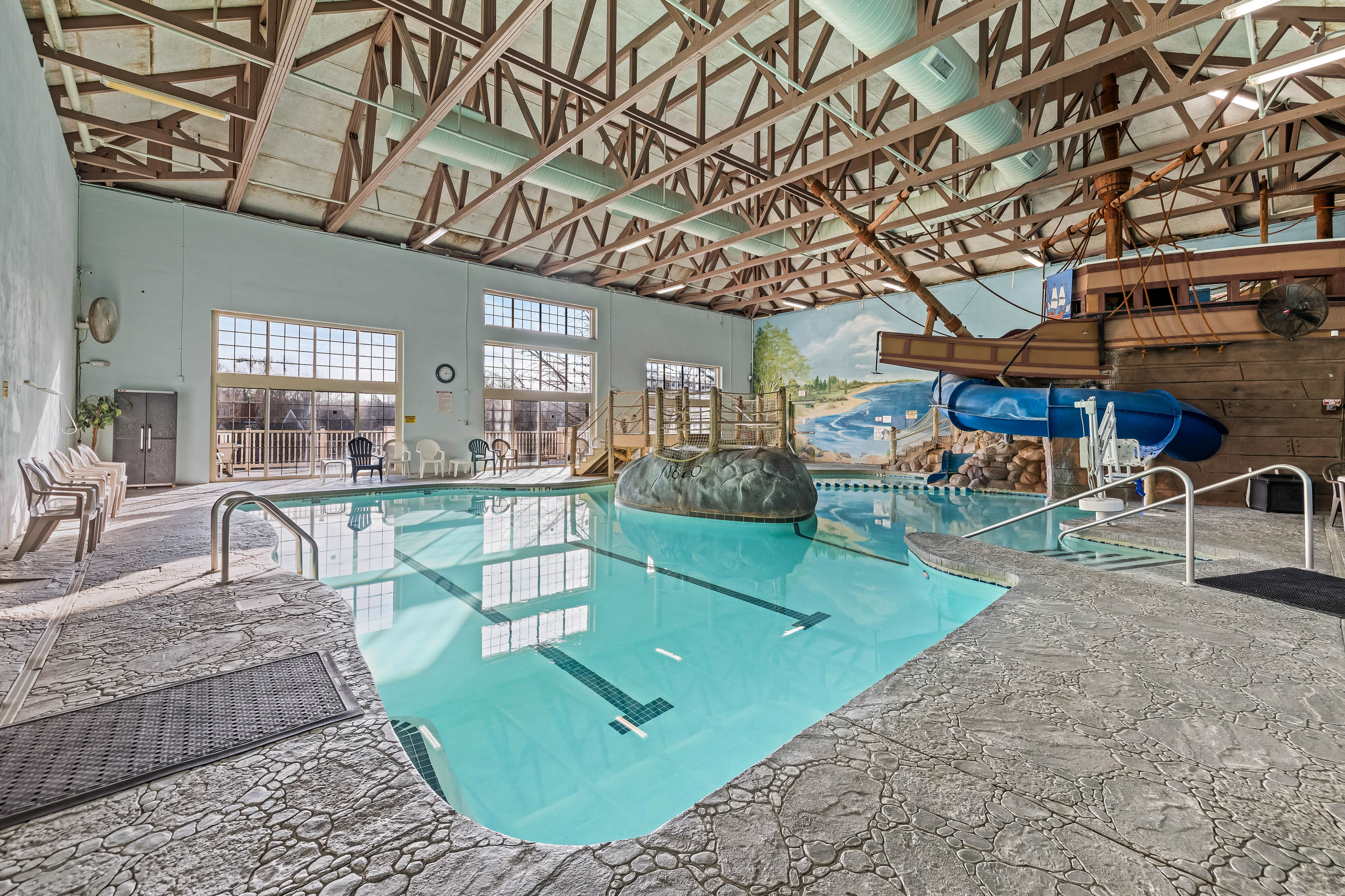 The Pilgrim Cove theme pool at the John Carver Inn and Spa in Plymouth MA