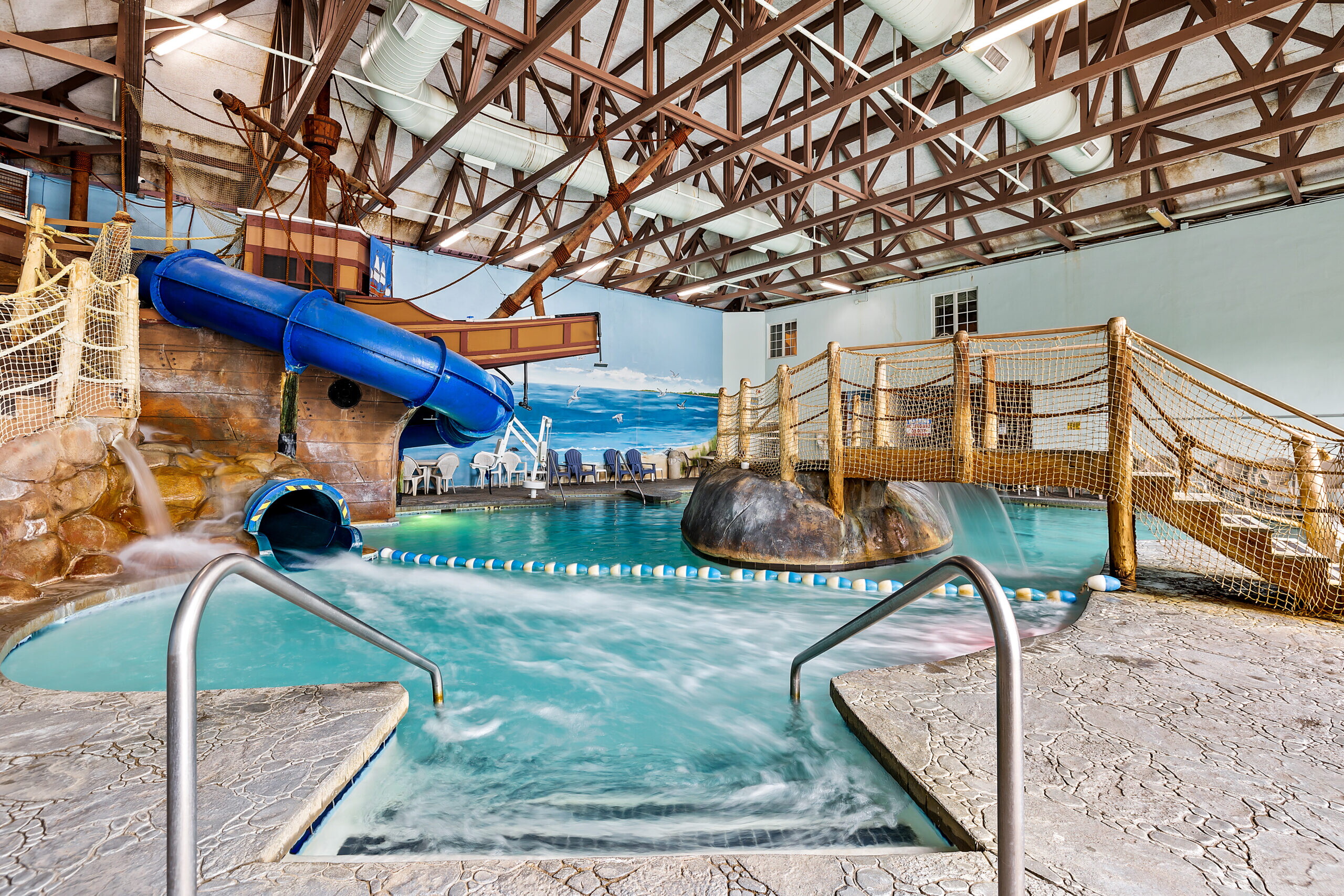 The Pilgrim Cove theme pool at the John Carver Inn and Spa in Plymouth MA