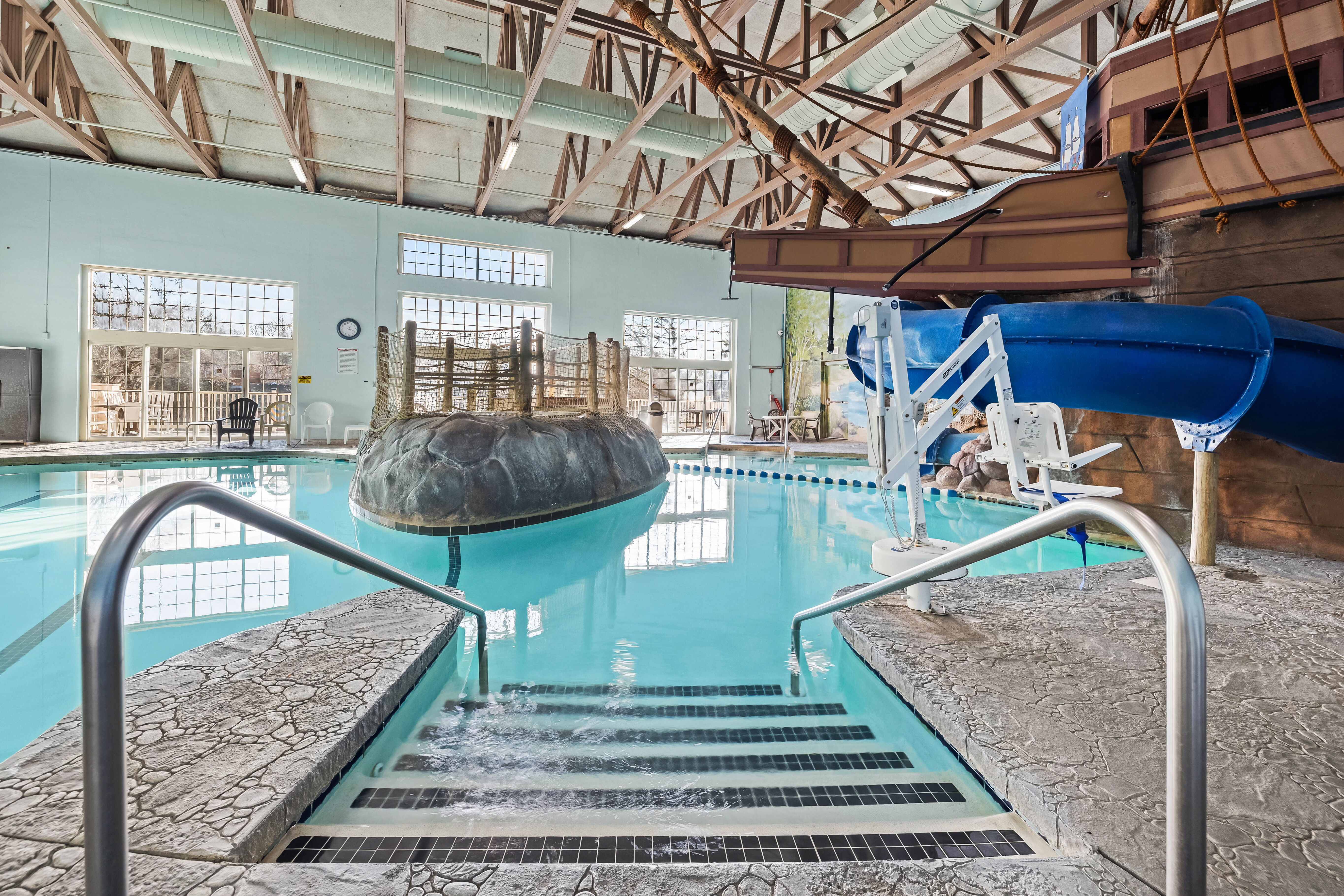 The Pilgrim Cove theme pool at the John Carver Inn and Spa in Plymouth MA
