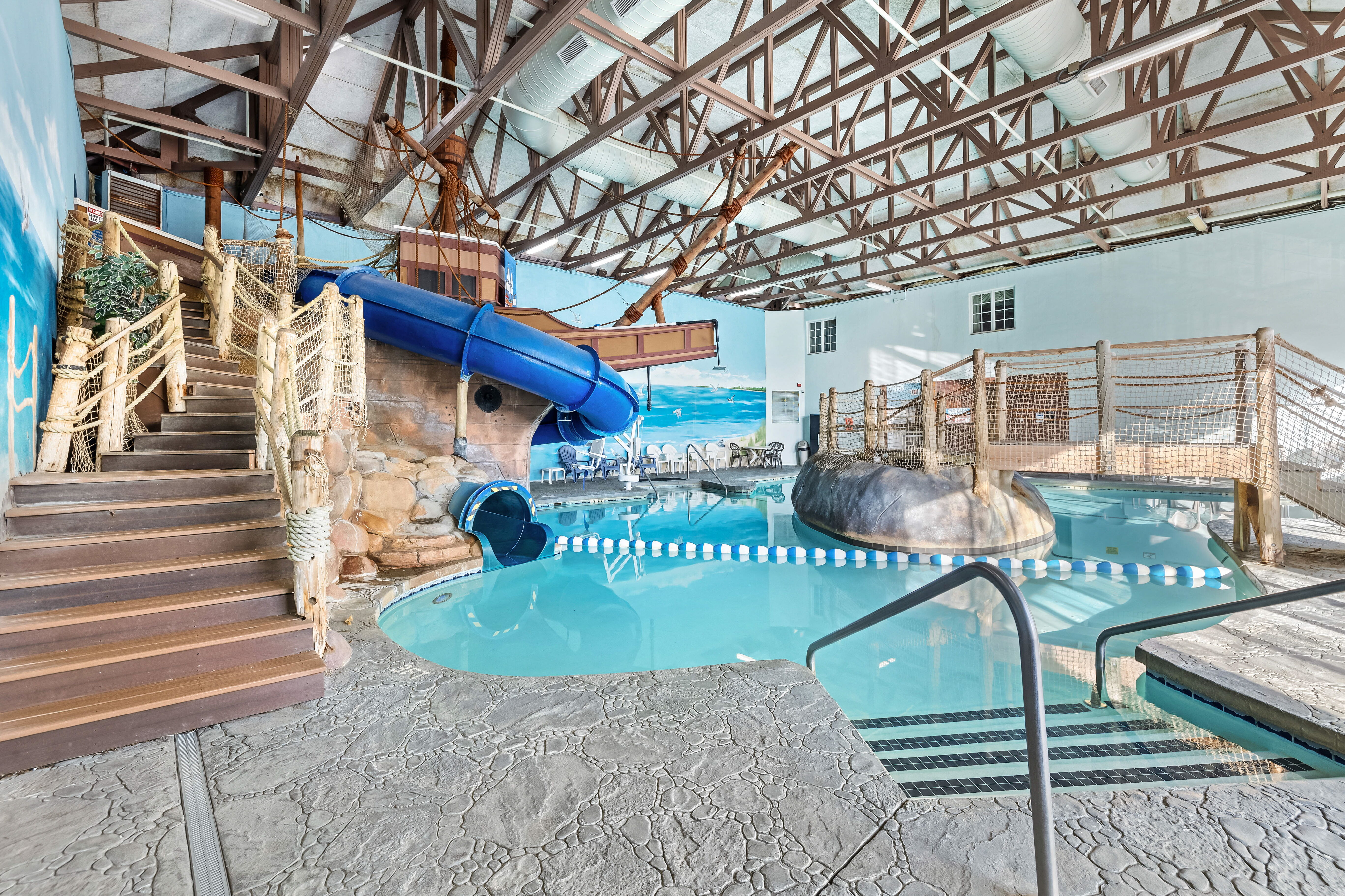 The Pilgrim Cove theme pool at the John Carver Inn and Spa in Plymouth MA